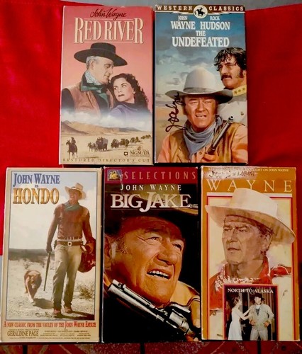 John Wayne collectibles VHS Vintage Movies, 5 VHS  for $100 ..Volume sales.  - Picture 1 of 5