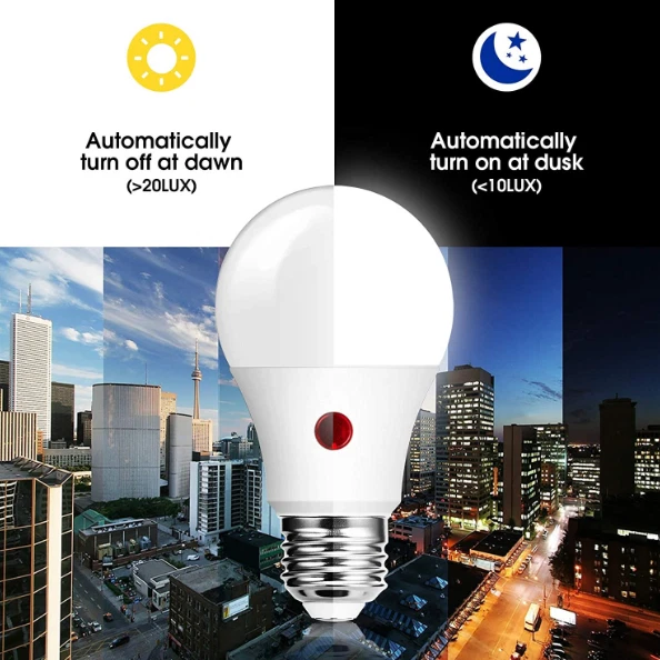 Dusk to Dawn Light Bulbs Outdoor A19 LED Bulb Daylight 5000K Light Sensor 60W - Image 2 of 4