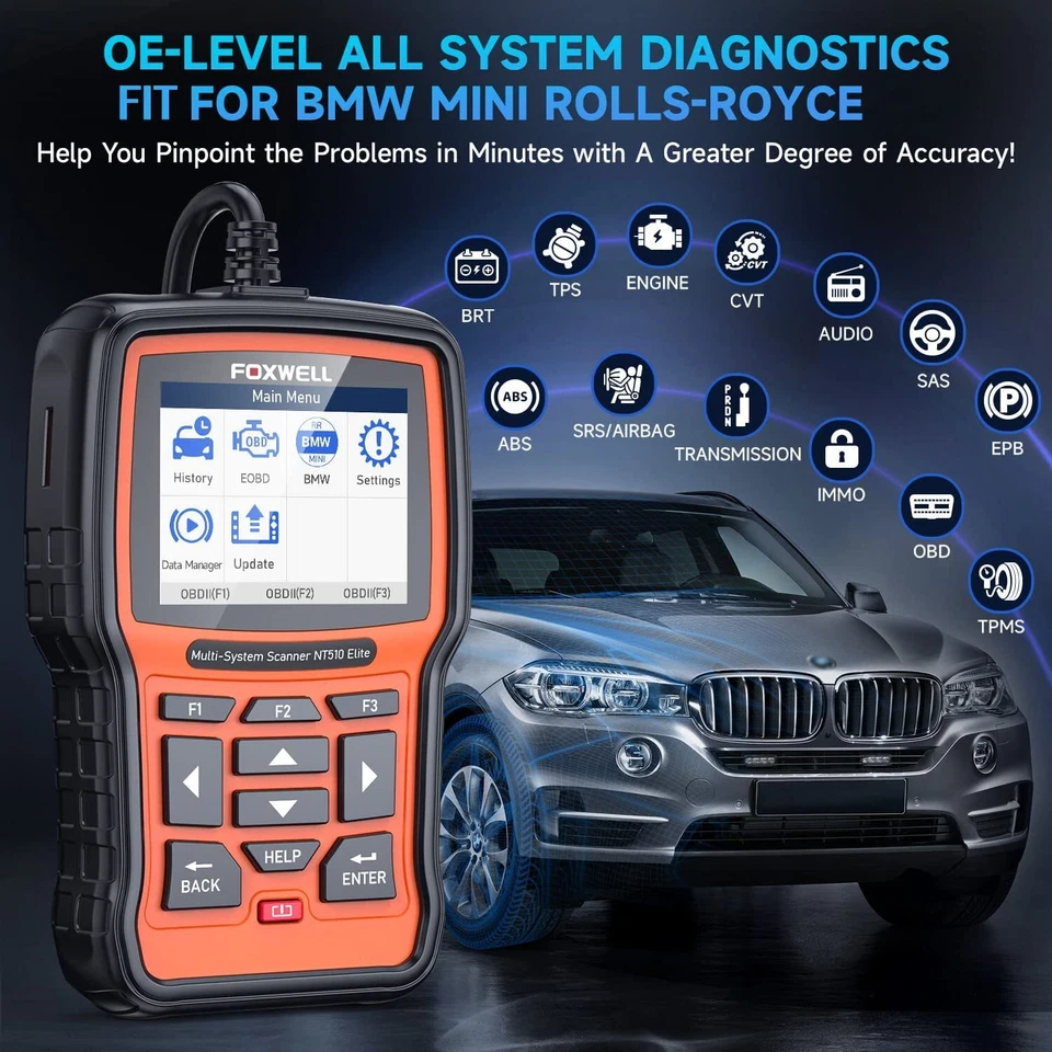 Aceite escáner de diagnóstico bidireccional Foxwell NT510 Elite para BMW todo sistema OBD2 Foto 4 de 4