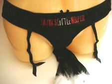 VICTORIA S SECRET SATIN HOLIDAY BIKINI PANTY SANTA'S LITTLE HELPER GARTER PANTY