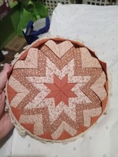 Quilted Trivet 5 Layers SUN RED, SAND W/ FLOWERS Star 9"
