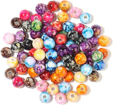 200PCS Acrylic Crystal Beads for Jewelry Making round Loose Beads Charms Patter
