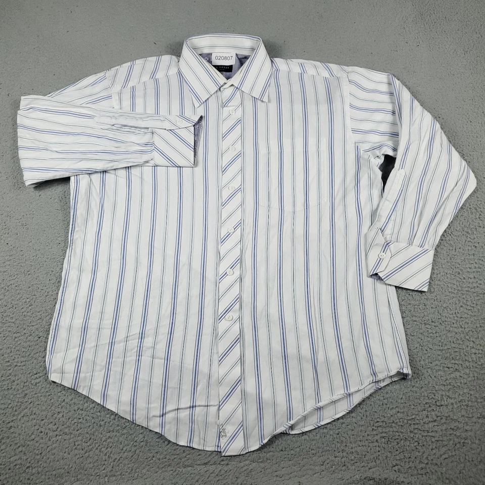 Ted Baker London рубашка мужская 16,5 белый синий в полоску платье на пуговицах длинным рукавом - Изображение 2 из 4