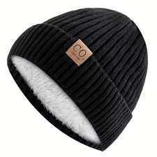 Unisex Beanie Hat Winter Warm Knitted Thermal, Woolly Cosy Fleece Lining
