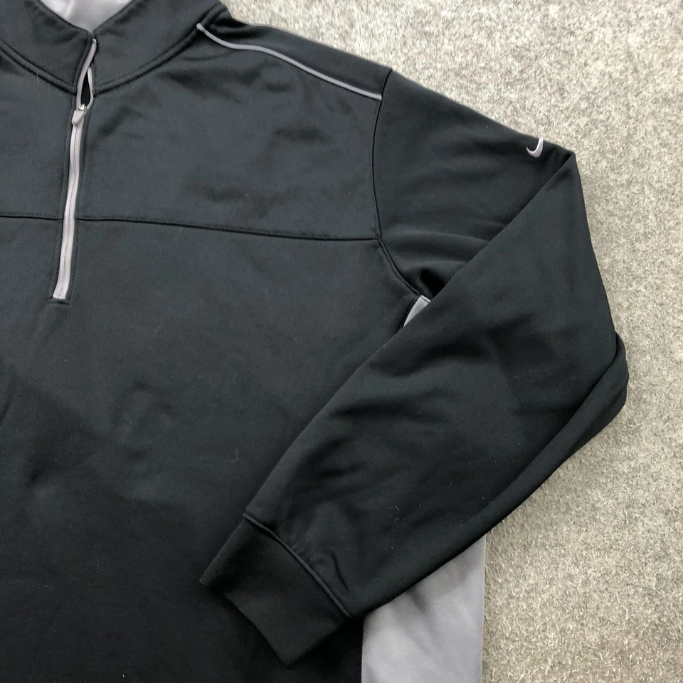 Pulôver Nike masculino 2XL preto cinza tour desempenho golfe ajuste térmico quarto de zíper - Imagem 3 de 4