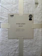 M&S Pure Linen Double Duvet Cover Set White 100% Linen BNWT RRP £95 Luxury