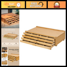 Portable 4-Drawer Art Supply Storage Box - Premium Beech Wood Organizer for Past