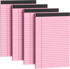 Pink 5x8 Inch Notepad 4 Pack Small Legal Pad Colored Writing Pad with Micro