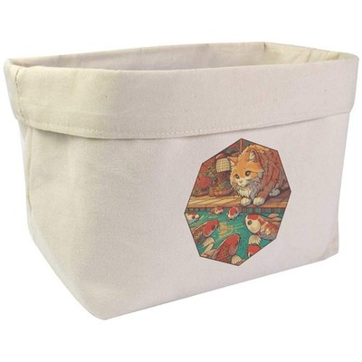 Große Canvas-Organizer/Aufbewahrungstasche ''Anime Katze mit Fischteich'' (OR00035374)