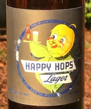 1951 "North Bay Brewing" Happy Hops Long Neck Bottle - All Original, Grace Bros.