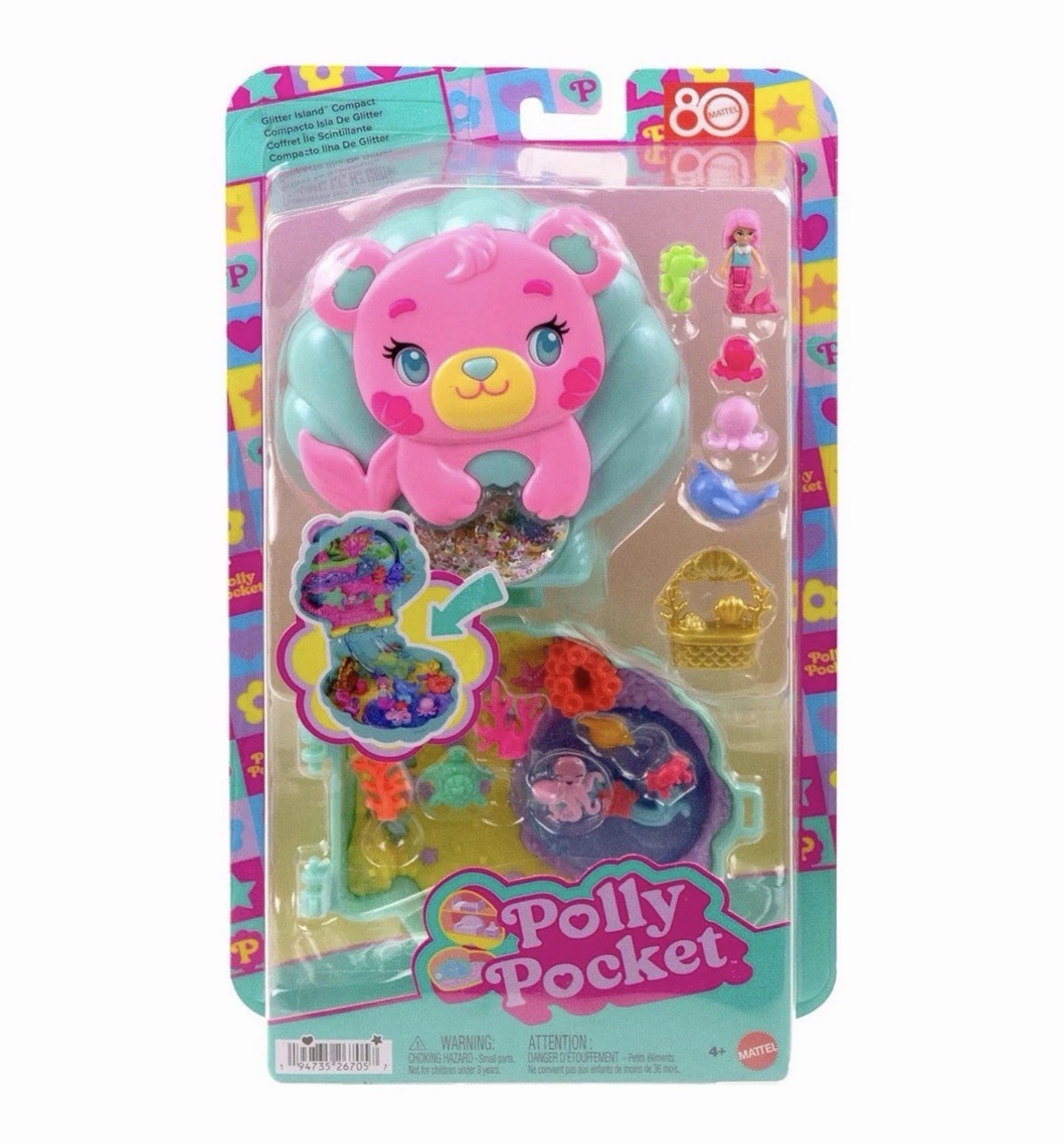 Polly Pocket World Mer-Bear Compact Playset - Mini Dolls & Accessories