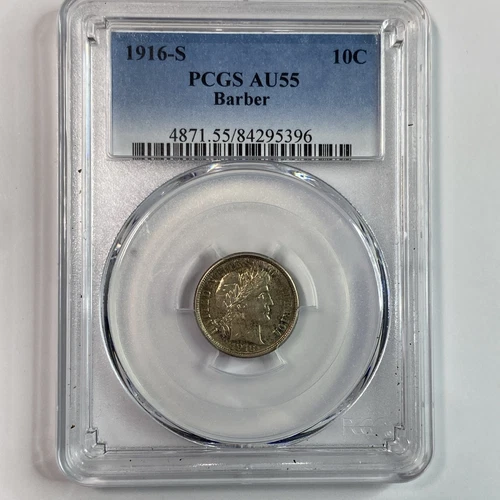 1916-S Barber Dime PCGS AU/55 Nice Toning