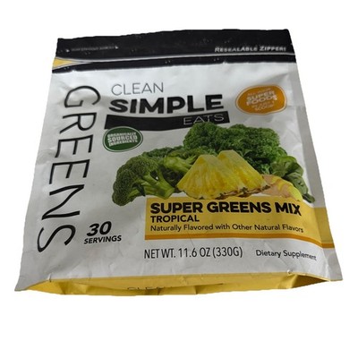 Clean Simple Eats Tropical Greens Powder Mix, Greens Superfood Powder Exp.8/25 