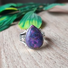 Natural Purple Copper Turquoise Ring 925 Sterling Silver Handmade Ring PG8231