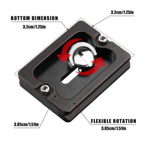 Frienda 2 Pieces Metal Quick Release Plate with 1/4''-20 Camera 50mm, Black  - Picture 3 of 6