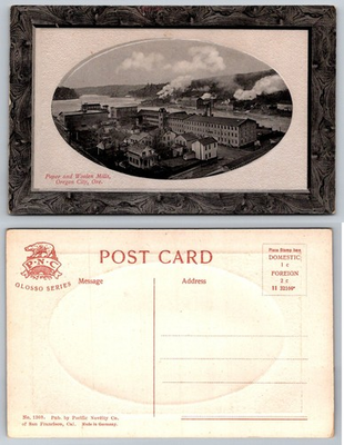 #ad Oregon City OR Paper Woolen Mills Postcard Glosso Series Pacific Novelty Co. $1.99