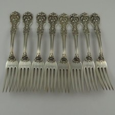 SET OF 8 VINTAGE REED & BARTON FRANCIS I PATTERN STERLING SILVER DINNER FORKS