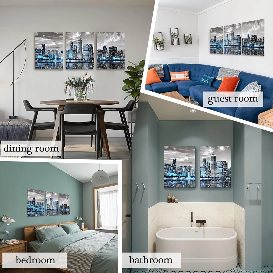 Chicago Skyline Cityscape Wall Paintings - Image 4 of 4