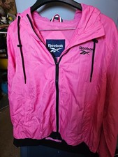 Reebok Hybrid Jacket Full Zip Ladies XL Laser Pink with fleece sleeves and black
