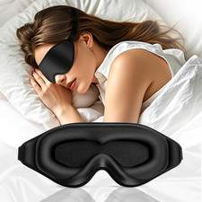 3D Deep Contoured Zero Pressure Sleep Eye Mask for Men Women Blackout Black