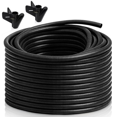 120FT 3/8 inch Split Wire Loom Tubing Kit with 2 Clamps - Flexible Abrasion R...