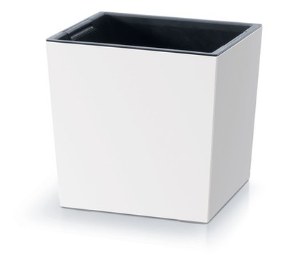 Quadratischer, niedriger Blumentopf URBI DURS240L | Weiß