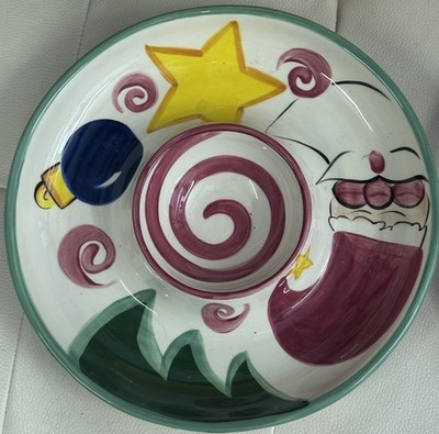 Vicki Carroll Studio Tis the Season 1 Piece Chip & Dip 12 3/8''RARE 92 Signed