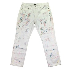 Polo Ralph Lauren Avery Boyfriend White Paint Splatter Jeans 31R NEW