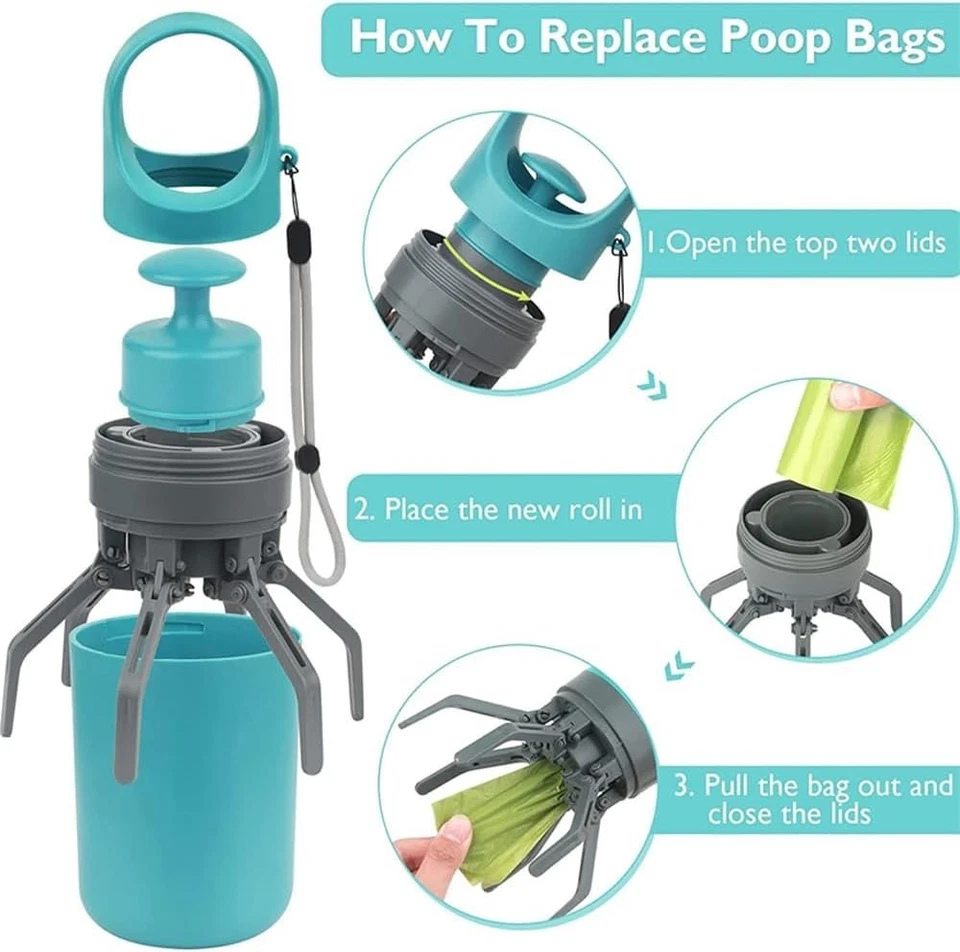Miyake Mini Portable Pooper Scooper with Built in Poop Bag Dispenser, 3-in-1 Dog - Image 3 of 4