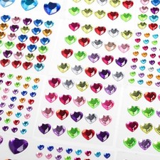 516PCS Heart Rhinestone Stickers 3D Self Adhesive Acrylic Heart Face Gems