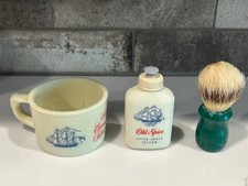 Vintage Old Spice Shaving Grand Turk Salem 1786 Mug, Brush, Talcum Bottle