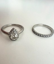 0.83ct Pear Shaped Diamond Engagement Ring and Platinum Diamond Wedding Band Set