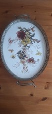 Jugendstil Tablett Keramik/Metall Blumendeko