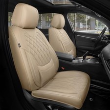 Beige Car Seat Covers - Full Set - Faux Leather - Universal Fit - 5 Seats