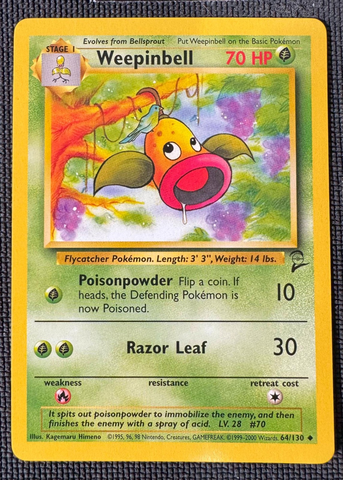 WEEPINBELL 64/130 UNCOMMON BASE SET 2 POKEMON LP