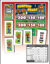 Pull Tab Ticket - Hard Card - Game - Pumpkin Heads - 496 ct