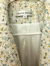 Masion Wester tweed boucle ivory/greens oversized blazer jacket fits up to sz L