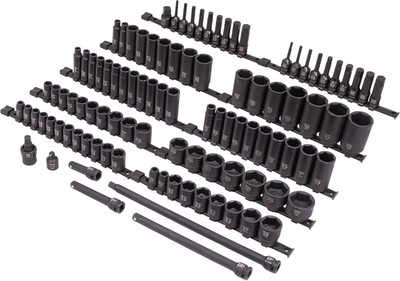 102-Piece SAE & Metric Impact Socket Set with Hex Bits - 1/2'' Drive