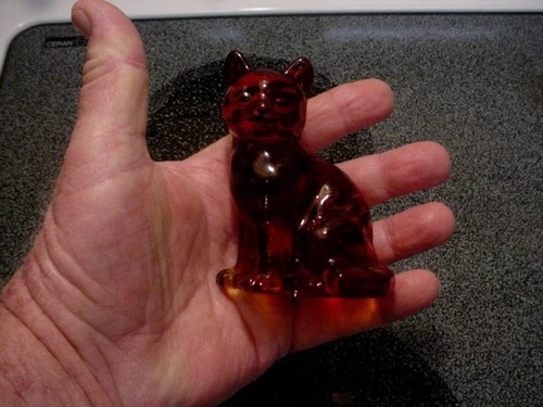 Vintage 3 3/4” Fenton Ruby Red Cat Figurine