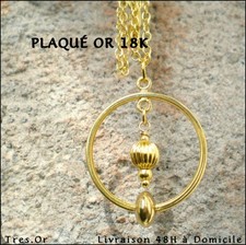 COLLIER NEUF CHAINE PLAQUÉE OR 18K PENDENTIF SATELLITE LIVRAISON 48H A DOMICILE