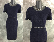 BEAUTIFUL St John knit blue gold shimmer dress size 10