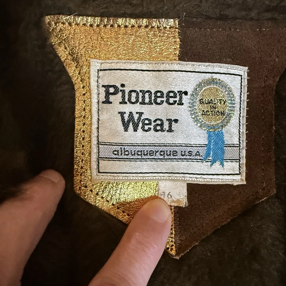 Abrigo Chaqueta Western Forrado 46 Retro Vintage Pioneer Wear Para Hombre Gamuza Cuero Foto 4 de 4