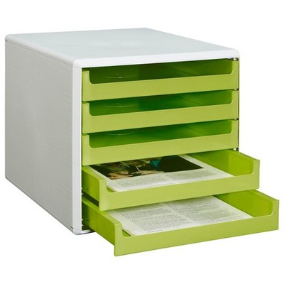 M&M Schubladenbox  lindgrün 30050931, DIN A4 mit 5 Schubladen, 1 St.