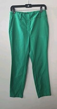 Nicole Miller New York Womens Green Business Pants Stretch Straight Leg Small