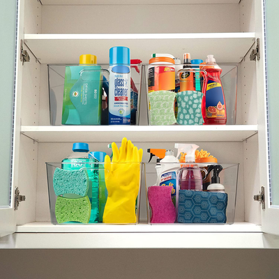 Sterilite Narrow Storage Bin With Handles, Container To Organize Shelving Closets And Countertops Yeh11071