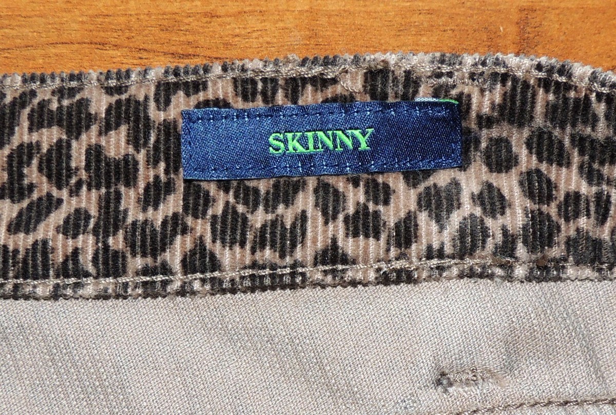 C Wonder Skinny Corduroy Pants 26 Leopard Cheetah Print