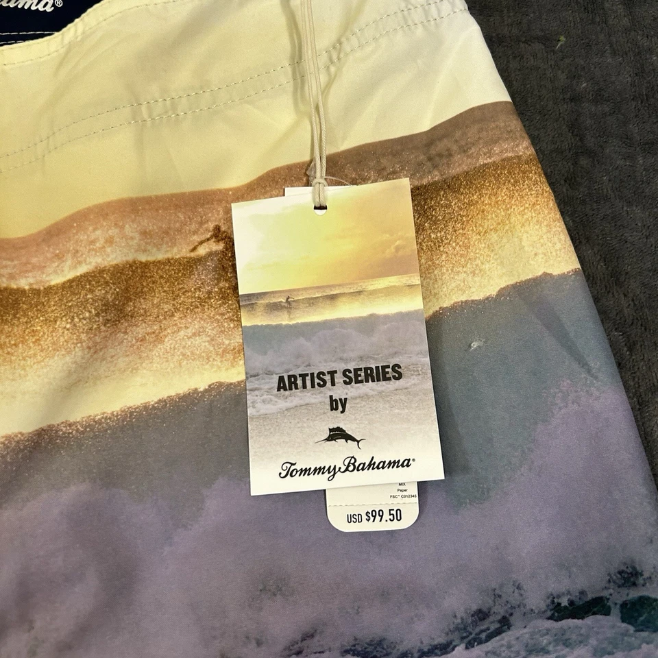 Tommy Bahama Board Shorts Para Hombres 40" Amarillo Azul Molokai Sunset Break Nadar NUEVO Foto 4 de 4