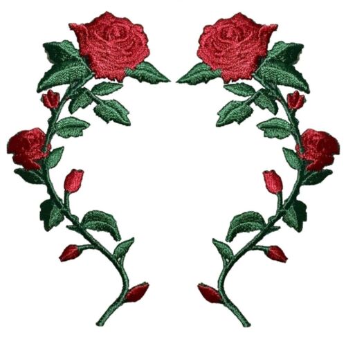 Medium Red Rose Applique Patch Set - Love, Flower Badge 3.5" (2-Pack, Iron on) - Picture 1 of 3