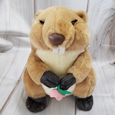 Vintage Russ Beaver Plush With Flower Stuffed Animal Item 21002 Korea 9 Inch