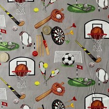 Football, Tennis, Golf Sports Print Cotton Fabric for Clothing Crafting Quilting